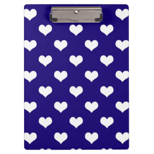 Carpeta De Pinza Diseño del patrón azul de corazón de amor blanco