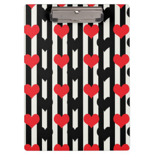Carpeta De Pinza Diseño del patrón del corazón del amor negro rojo