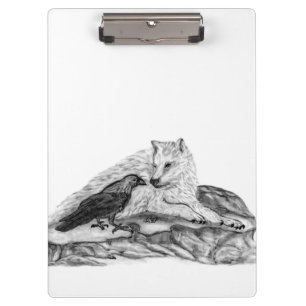 Carpeta De Pinza Diseño en blanco y negro de Wolf y Raven