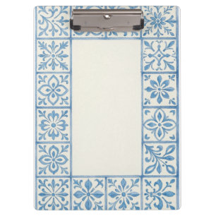 Carpeta De Pinza diseño estacionario azul de azulejo portugués