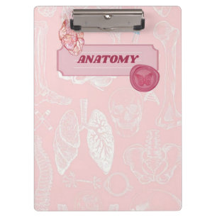 Carpeta De Pinza Diseño Estético de Anatomía Rosa para Estudiantes
