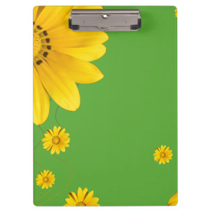 Carpeta De Pinza Diseño floral de margarita amarilla sobre fondo ve