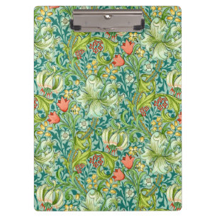 Carpeta De Pinza Diseño floral del vintage de oro del lirio de