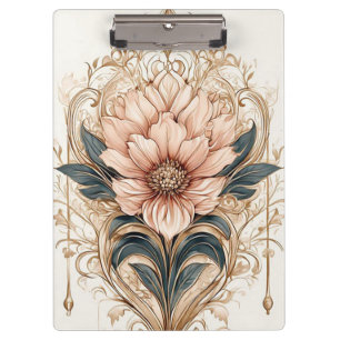 Carpeta De Pinza Diseño floral elegante con patrones ornamentados