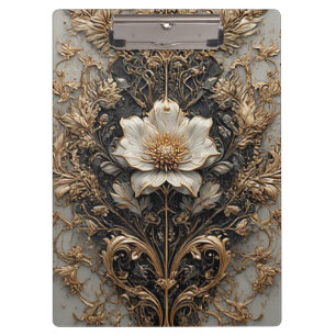 Carpeta De Pinza Diseño floral elegante con patrones ornamentados