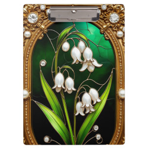 Carpeta De Pinza Diseño floral en marco dorado