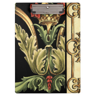 Carpeta De Pinza Diseño floral ornamental con fronteras negras