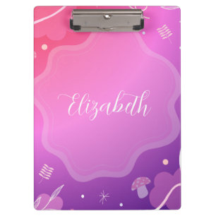 Carpeta De Pinza Diseño Kawaii Rosa y Morado con Nombre Personaliza