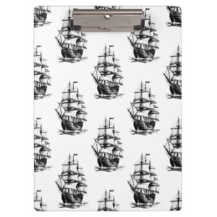 Carpeta De Pinza Diseño minimalista de patrón de barco velero