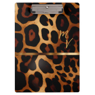 Carpeta De Pinza Diseño Monogramado de Leopard Print Business