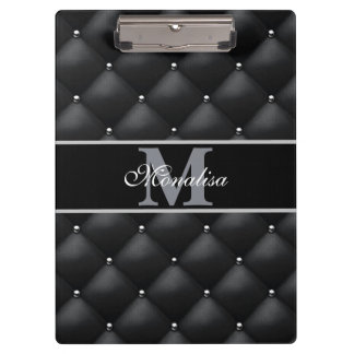 Carpeta De Pinza diseño negro lujoso monogramado personalizado  