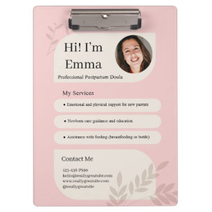 Carpeta De Pinza Diseño Profesional de Doula Postparto Rosa Rubor