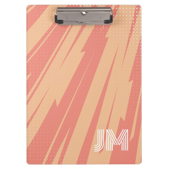 Carpeta De Pinza Diseño retro abstracto rosa y naranja (Anverso)