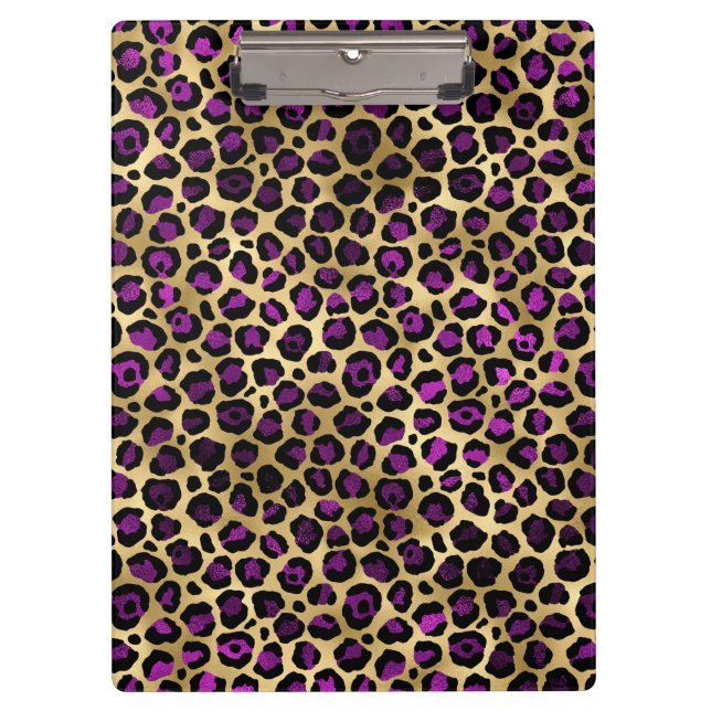 Carpeta De Pinza Diseño serie leopardo morado y dorado 4 (Anverso)