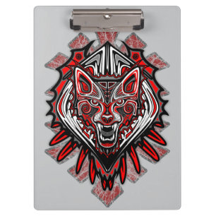 Carpeta De Pinza Diseño Totémico Tribal Haida de Lobo