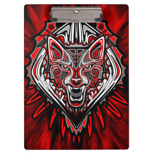 Carpeta De Pinza Diseño Totémico Tribal Haida de Lobo