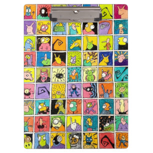Carpeta De Pinza Diseños cuadrados de caras extrañas y raras de dib
