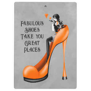 Carpeta De Pinza Diva de la moda en naranja de tacón alto