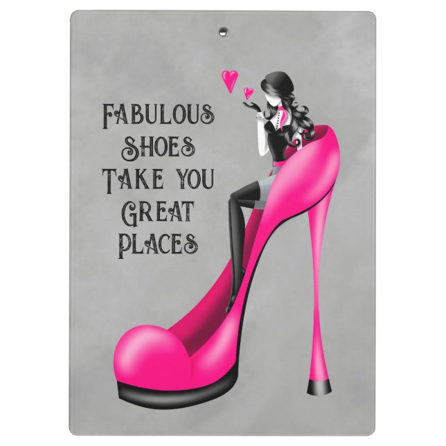 Carpeta De Pinza Diva de la moda en rosa stiletto (Reverso)