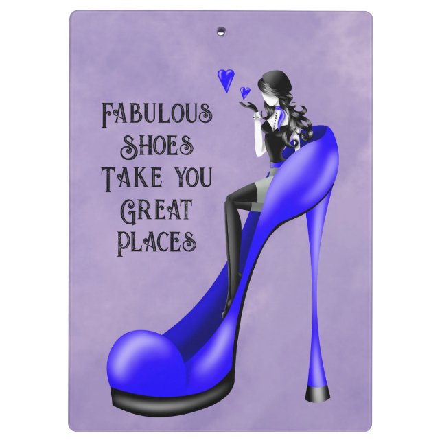 Carpeta De Pinza Diva de la moda en stiletto azul oscuro  (Reverso)