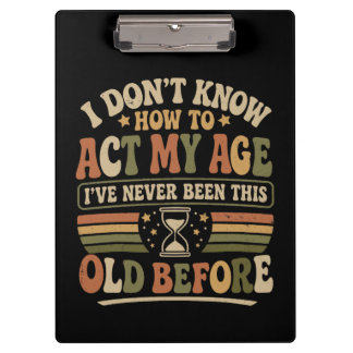 Carpeta De Pinza Divertido "Actúa Mi Edad" Sarcástico Retro