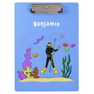 Carpeta De Pinza Divertido buceador de scuba y personalizado de cri
