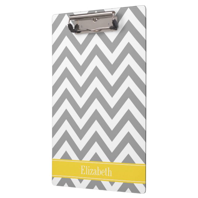 Carpeta De Pinza Dk Gray White LG Chevron Pineapple Name Monograma (Izquierda)
