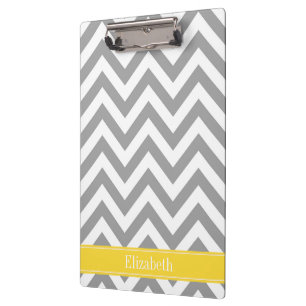 Carpeta De Pinza Dk Gris Blanco LG Chevron Piña Monograma Nombre