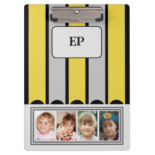 Carpeta De Pinza Doble cara añadir iniciales 8 fotos gris amarillo