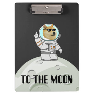 Carpeta De Pinza Dogecoin a la luna divertido perro astronauta negr