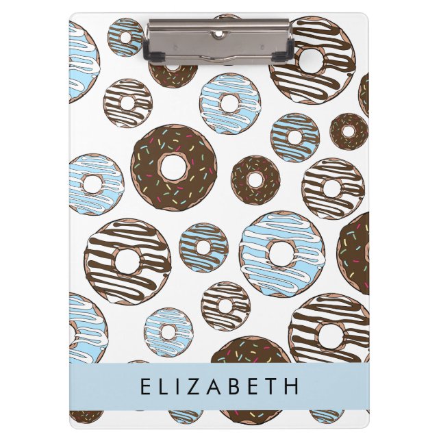 Carpeta De Pinza Donuts azules, donuts marrones, rociadores, tu nom (Anverso)