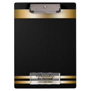 Carpeta De Pinza Dorado Brillante Negro Mate Elegante Glam Personal