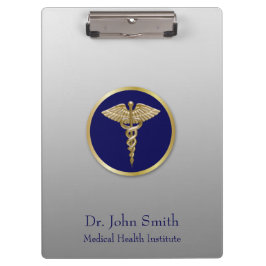 Carpeta De Pinza Dorado Profesional Caduceus Medical Blue