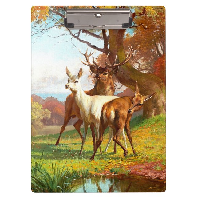 Carpeta De Pinza Dos Deer Rojo Y Blanco En El Bosque (Anverso)