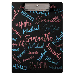 Carpeta De Pinza Dos nombres parejas patrón monograma azul claro ro