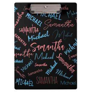 Carpeta De Pinza Dos nombres parejas patrón monograma azul claro ro