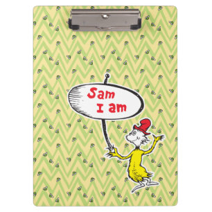 Carpeta De Pinza Dr. Seuss   Sam-I-Am sosteniendo cartel