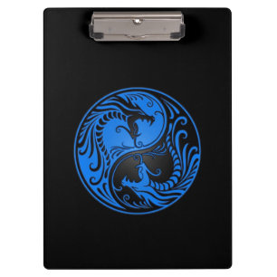 Carpeta De Pinza Dragón azul y negro de Yin Yang