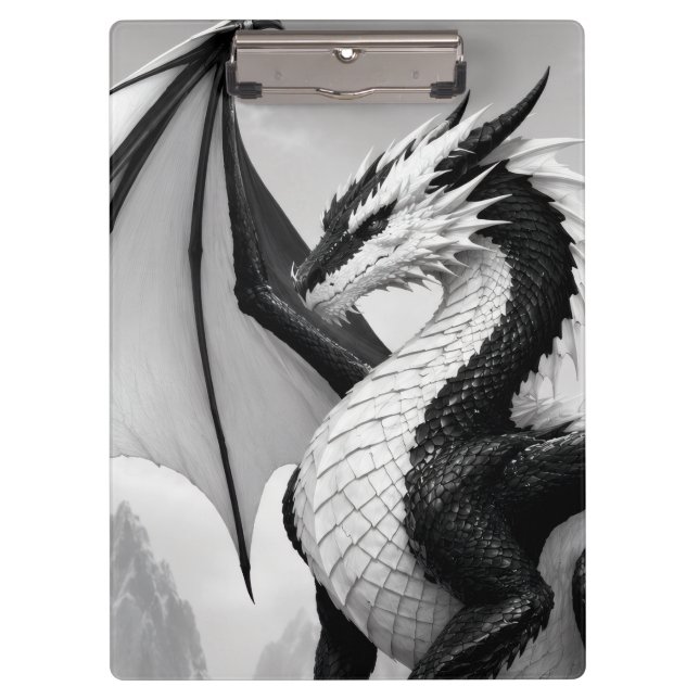 Carpeta De Pinza Dragón blanco y negro (Anverso)