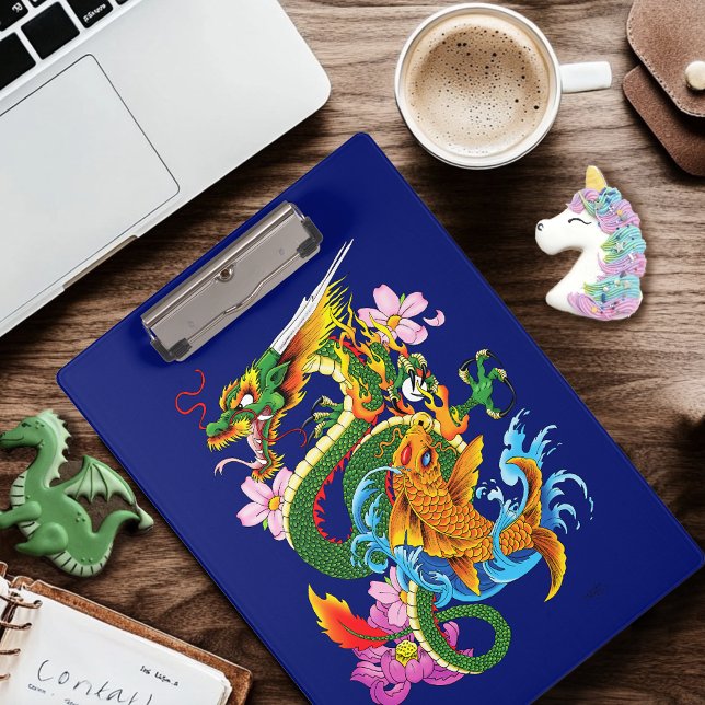 Carpeta De Pinza Dragón chino verde Koi (Subido por el creador)