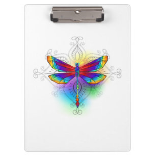Carpeta De Pinza Dragón poligonal arcoiris