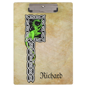 Carpeta De Pinza Dragón Verde Con Frontera Celta Personalizado