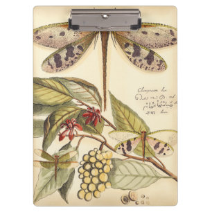 Carpeta De Pinza Dragonflies con hojas y fruta