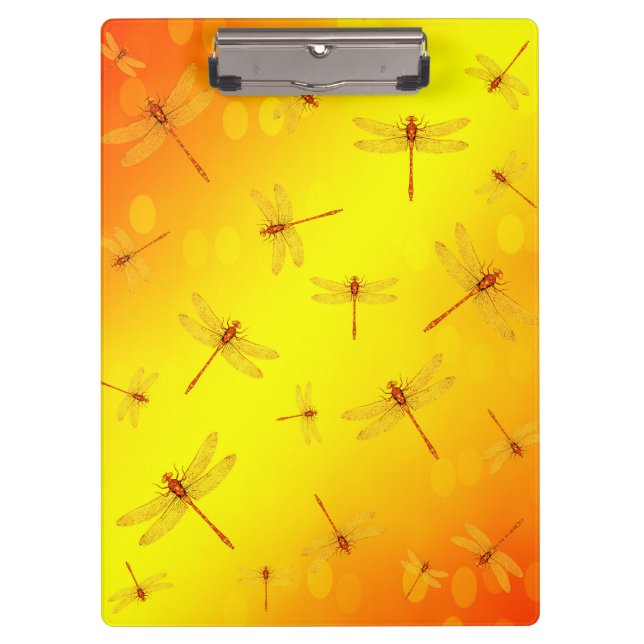 Carpeta De Pinza Dragonflies doradas volando, (Anverso)