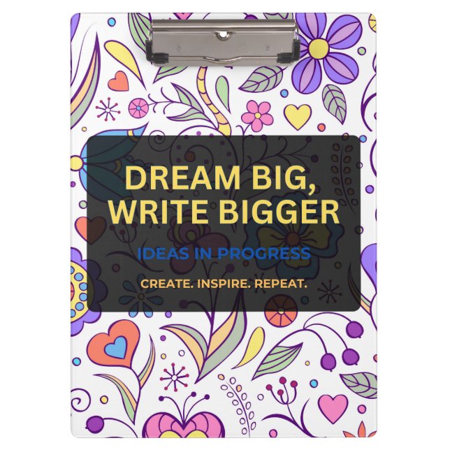 Carpeta De Pinza Dream Big, Write Bigger – Inspirational (Anverso)