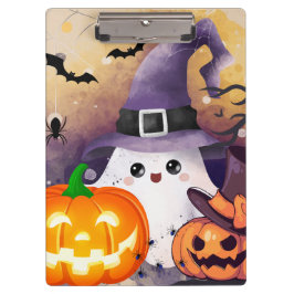 Carpeta De Pinza Dulce Fantasma de Halloween con Sombrero de Bruja