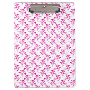 Carpeta De Pinza Dulce patrón floral rosa brillante sobre blanco