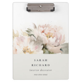 Carpeta De Pinza Dusky Rubor Peony Watercolor Floral Bunch Business