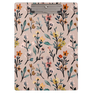 Carpeta De Pinza Dusty Rosa Boho Floral Watercolor Personalizado
