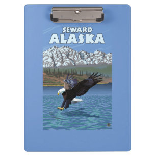 Carpeta De Pinza Eagle calvo que se zambulle - Seward, Alaska